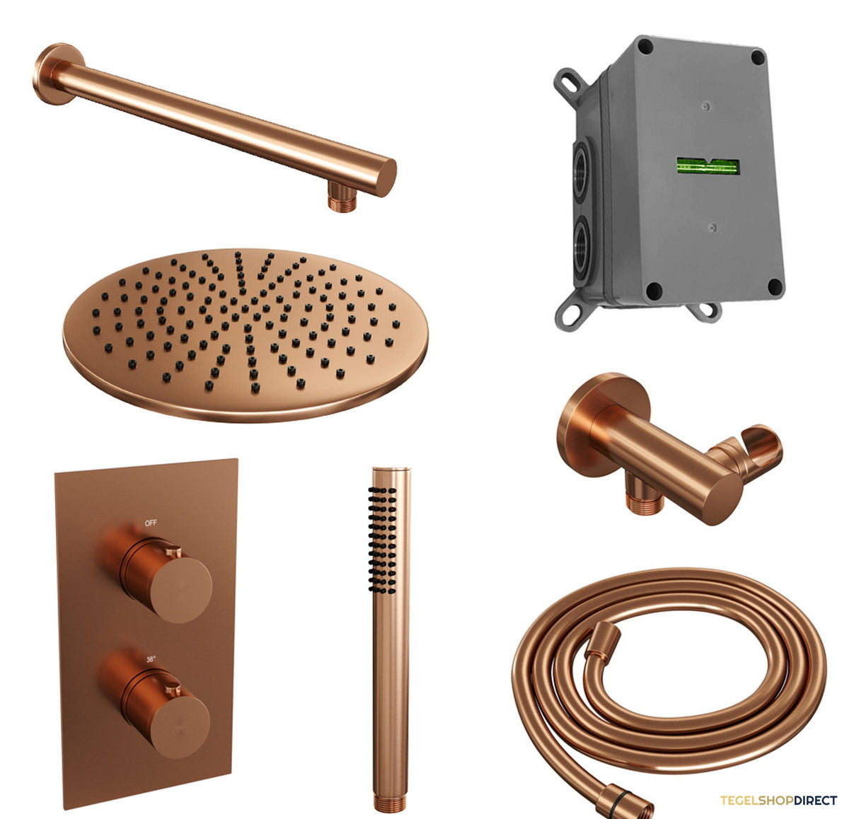 Inbouw Regendouche Set Brauer Copper Edition Wanduitloop Ronde Hoofddouche 30 cm Koper – afbeelding 2