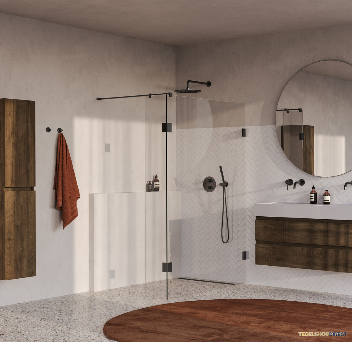 BRAUER Void inloopdouche helder glas 140x200 met 40 zijwand incl. glascoating PVD gunmetal geborsteld – afbeelding 2