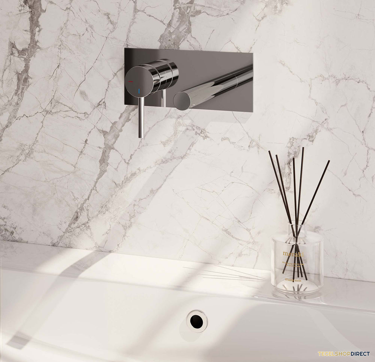 Inbouw Wastafelmengkraan Brauer Chrome Edition Coldstart Rechte Uitloop Ronde Hendel Links Chroom Met Afdekplaat – afbeelding 2