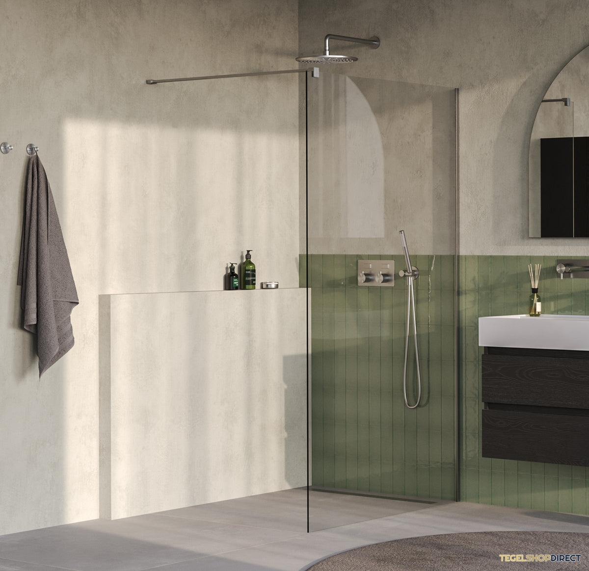 BRAUER Oblivion inloopdouche helder glas 120x200 incl. glascoating PVD RVS-kleurig geborsteld