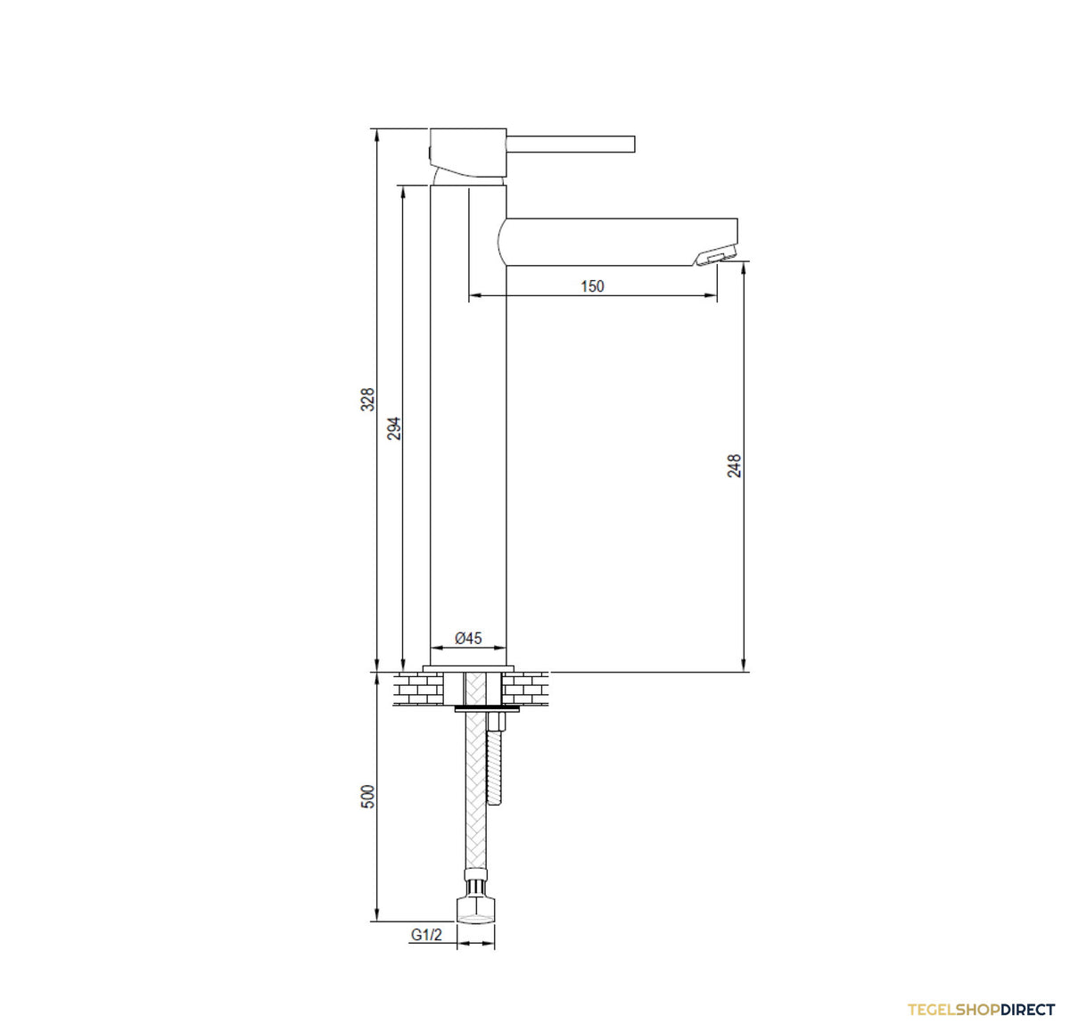 Wastafelmengkraan Brauer Chrome Edition Coldstart Opbouw Hoog Platte Hendel Chroom – afbeelding 4