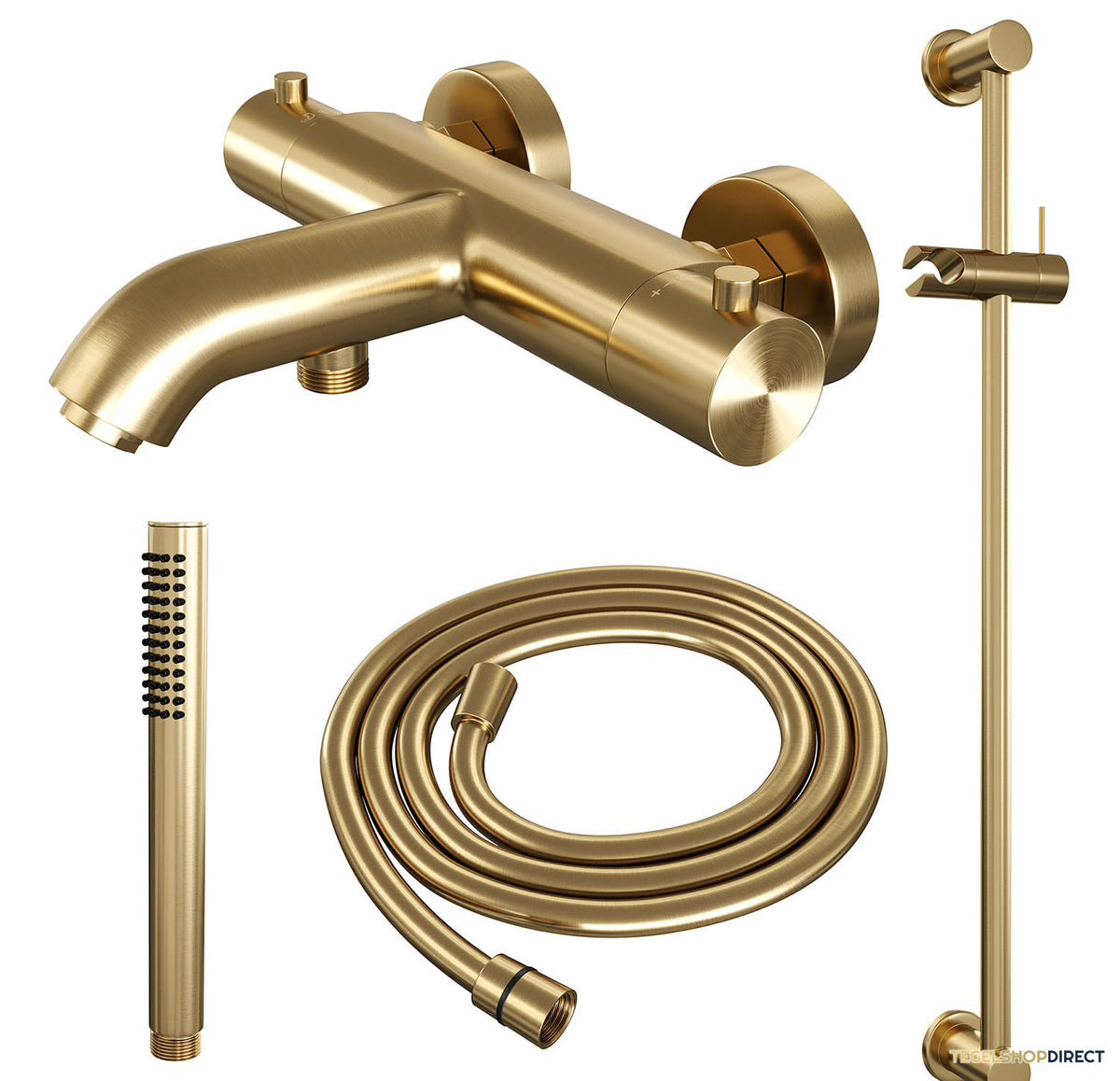 Opbouwset Bad- en Douchekraan Brauer Gold Edition Thermostatisch Met Glijstang Geborsteld Goud – afbeelding 2