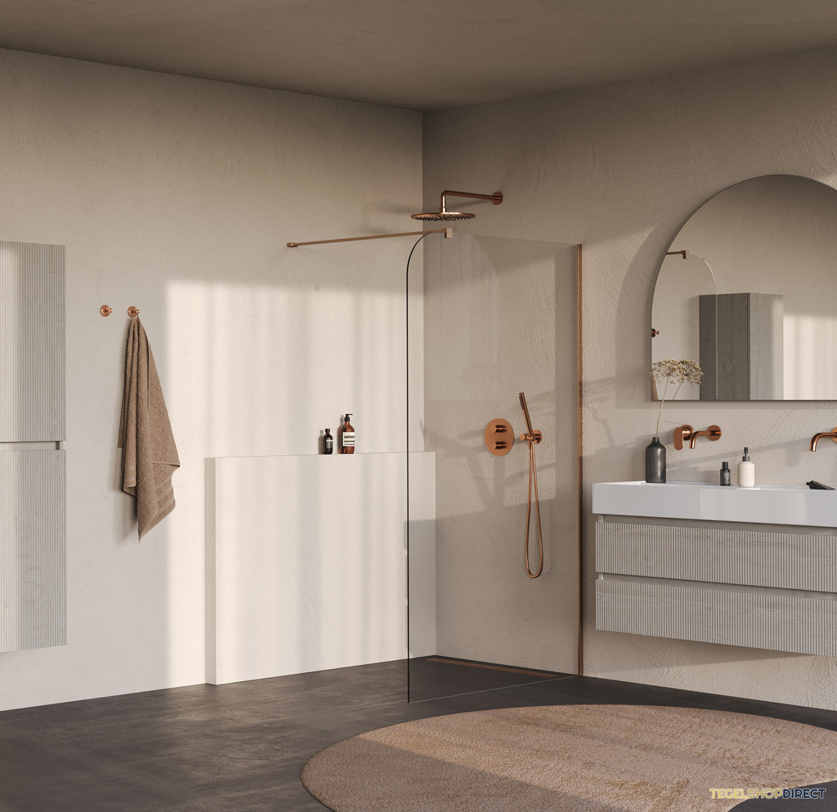 BRAUER Orion inloopdouche helder glas 120x200 incl. glascoating Geborsteld Koper PVD – afbeelding 2