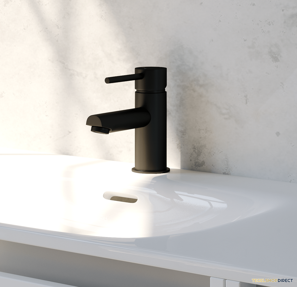 Inbouw Wastafelmengkraan Brauer Black Edition Coldstart Gebogen Uitloop Korte Ronde Hendel Mat Zwart Met Rozetten – afbeelding 2