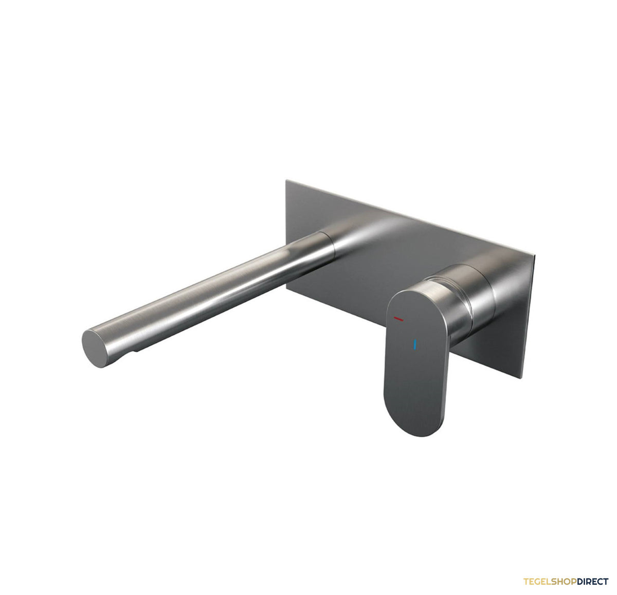 Inbouw Wastafelmengkraan Brauer Brushed Edition Coldstart Rechte Uitloop Platte Hendel Rechts Geborsteld RVS PVD Met Afdekplaat