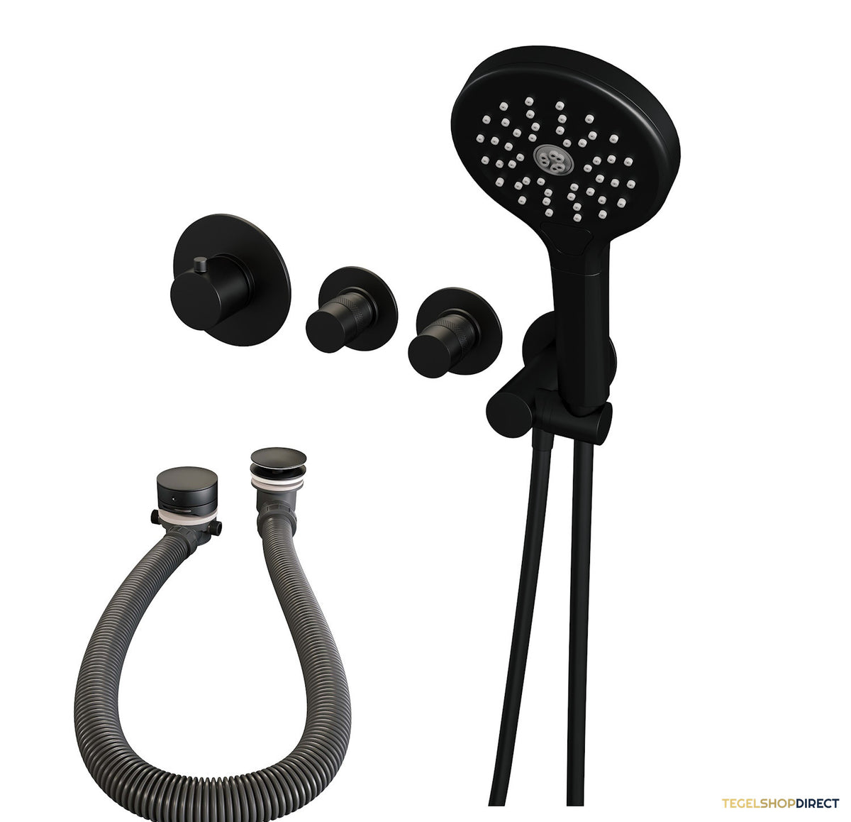 Inbouwthermostaat set Brauer Black Edition Incl Badafvoer Mat Zwart (Keuze Handdouche) – afbeelding 4