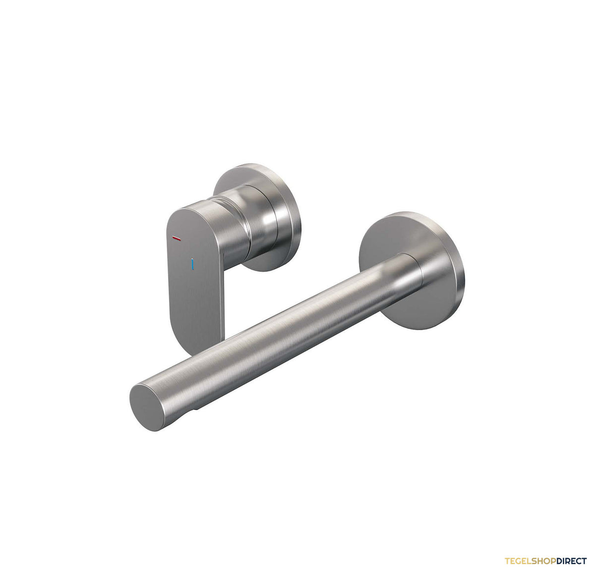 Inbouw Wastafelmengkraan Brauer Brushed Edition Coldstart Rechte Uitloop Platte Hendel Links Geborsteld RVS PVD Met Rozetten