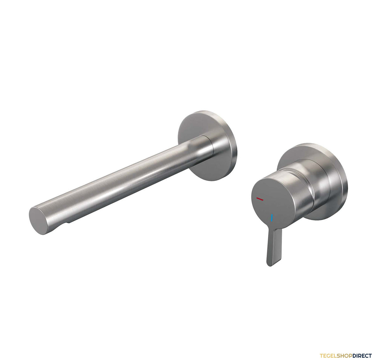 Inbouw Wastafelmengkraan Brauer Brushed Edition Coldstart Rechte Uitloop Halfronde Hendel Rechts Geborsteld RVS PVD Met Rozetten