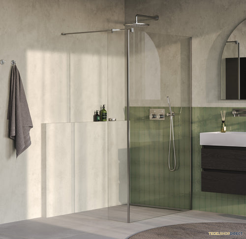 BRAUER Oblivion inloopdouche helder glas 110x200 met zijwand 30 incl. glascoating PVD RVS-kleurig geborsteld