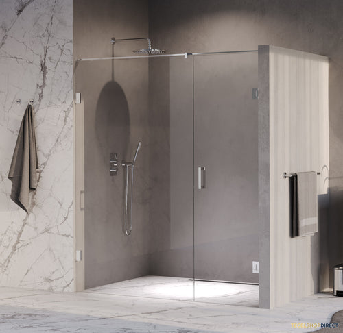 BRAUER Void nisdeur 2-delig helder glas 170x200 omkeerbaar met draaideur 70 aan muur incl. glascoating chroom