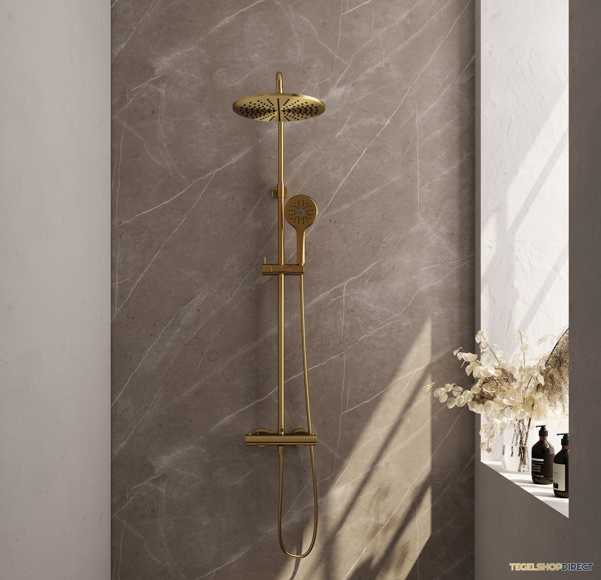 Opbouw Regendoucheset Brauer Gold Edition Thermostatisch Geborsteld Goud (Alle Opties) – afbeelding 2