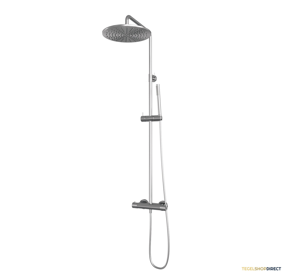 Regendoucheset Opbouw Brauer Brushed Carving 30 cm Thermostatisch met Staaf Handdouche Geborsteld RVS – afbeelding 8