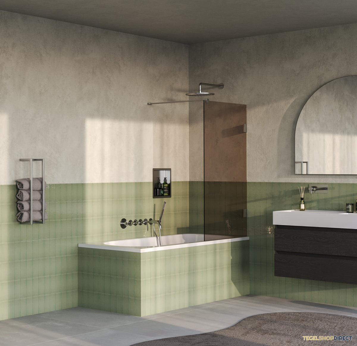 BRAUER Void Badwand 80x140 Brons Glas Incl. Glascoating PVD RVS-Kleurig Geborsteld – afbeelding 2
