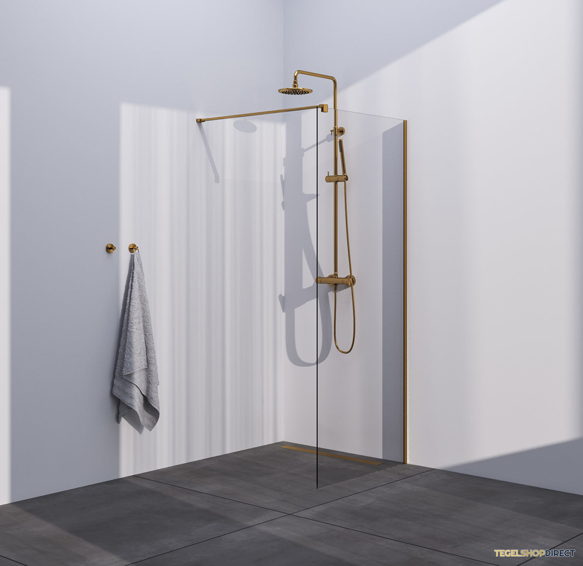 BRAUER Season inloopdouche model C helder glas 80x200 incl. glascoating goud geborsteld – afbeelding 2