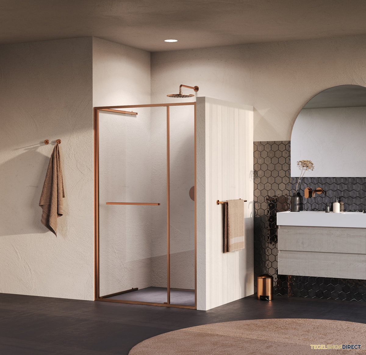BRAUER Luminis Nisdeur 2-Delig Naar Binnen Draaiend 120x200 Omkeerbaar Helder Glas Incl. Glascoating PVD Koper Geborsteld – afbeelding 2