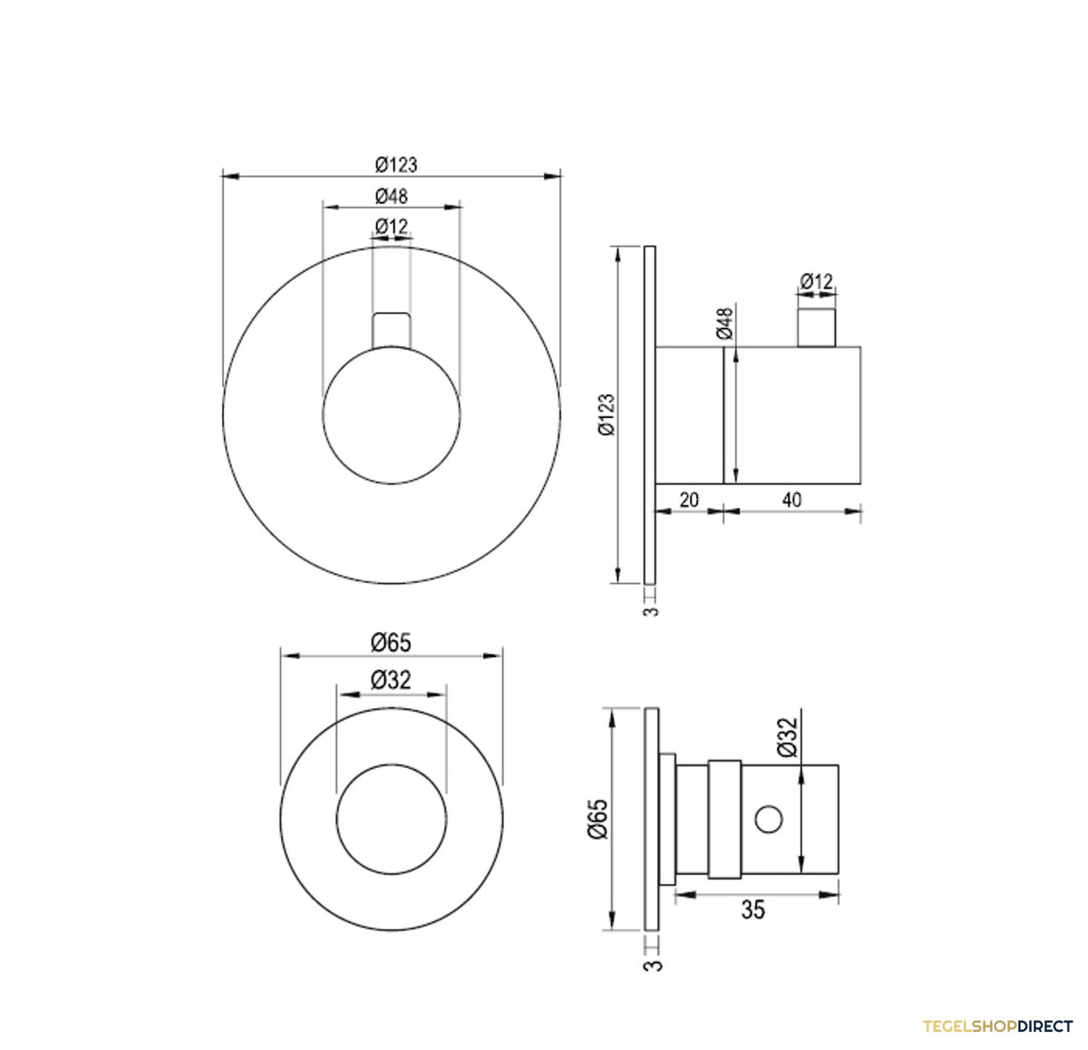 Regendoucheset Inbouw Brauer Gold Edition Thermostatisch 30cm met Wandarm, Glijstang en Handdouche 3-Standen Losse Stopkranen Geborsteld Goud – afbeelding 10