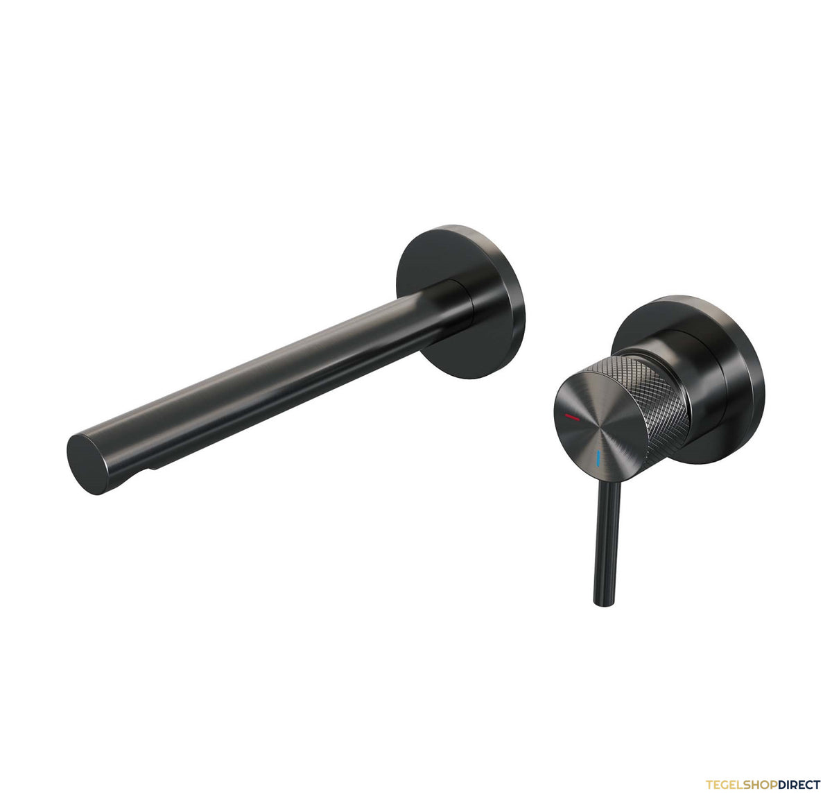 Inbouw Wastafelmengkraan Brauer Gunmetal Carving Coldstart Rechte Uitloop Ronde Hendel Rechts Geborsteld Gunmetal Met Rozetten