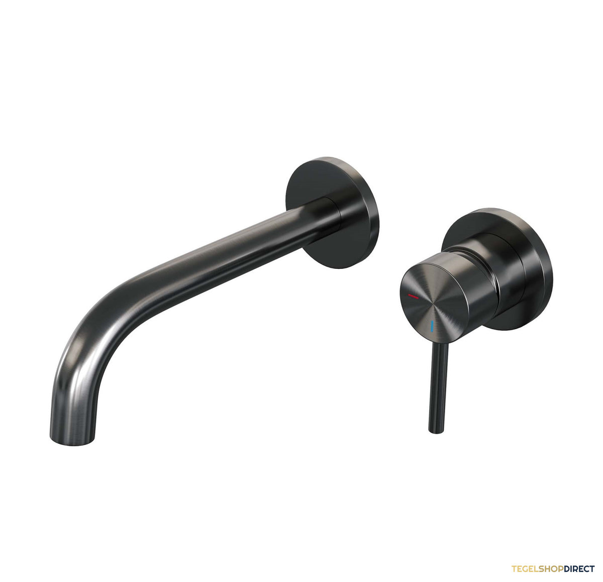 Inbouw Wastafelmengkraan Brauer Gunmetal Edition Coldstart Gebogen Uitloop Ronde Hendel Rechts Geborsteld Gunmetal PVD Met Rozetten