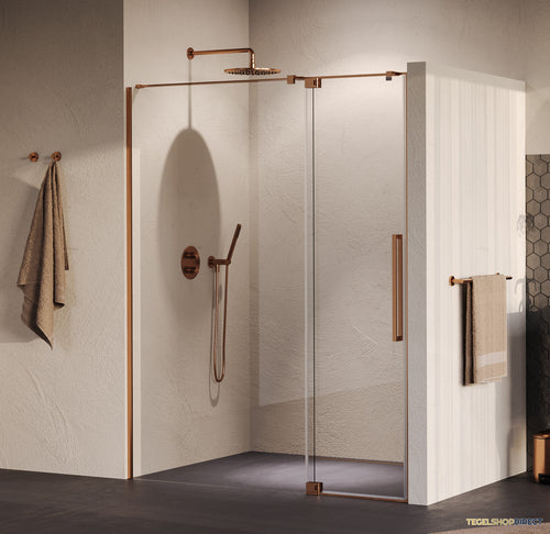 BRAUER Stellar nisdeur 2-delig draaiend helder glas 160x200 omkeerbaar incl. glascoating PVD koper geborsteld