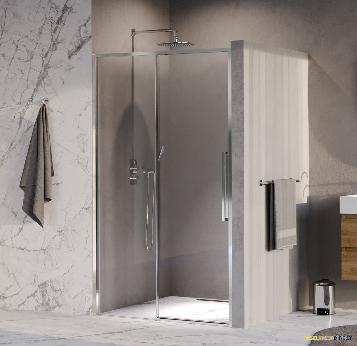 BRAUER Galactic Nisdeur 2-Delig Schuif 120x200 Omkeerbaar Helder Glas Incl. Glascoating Chroom