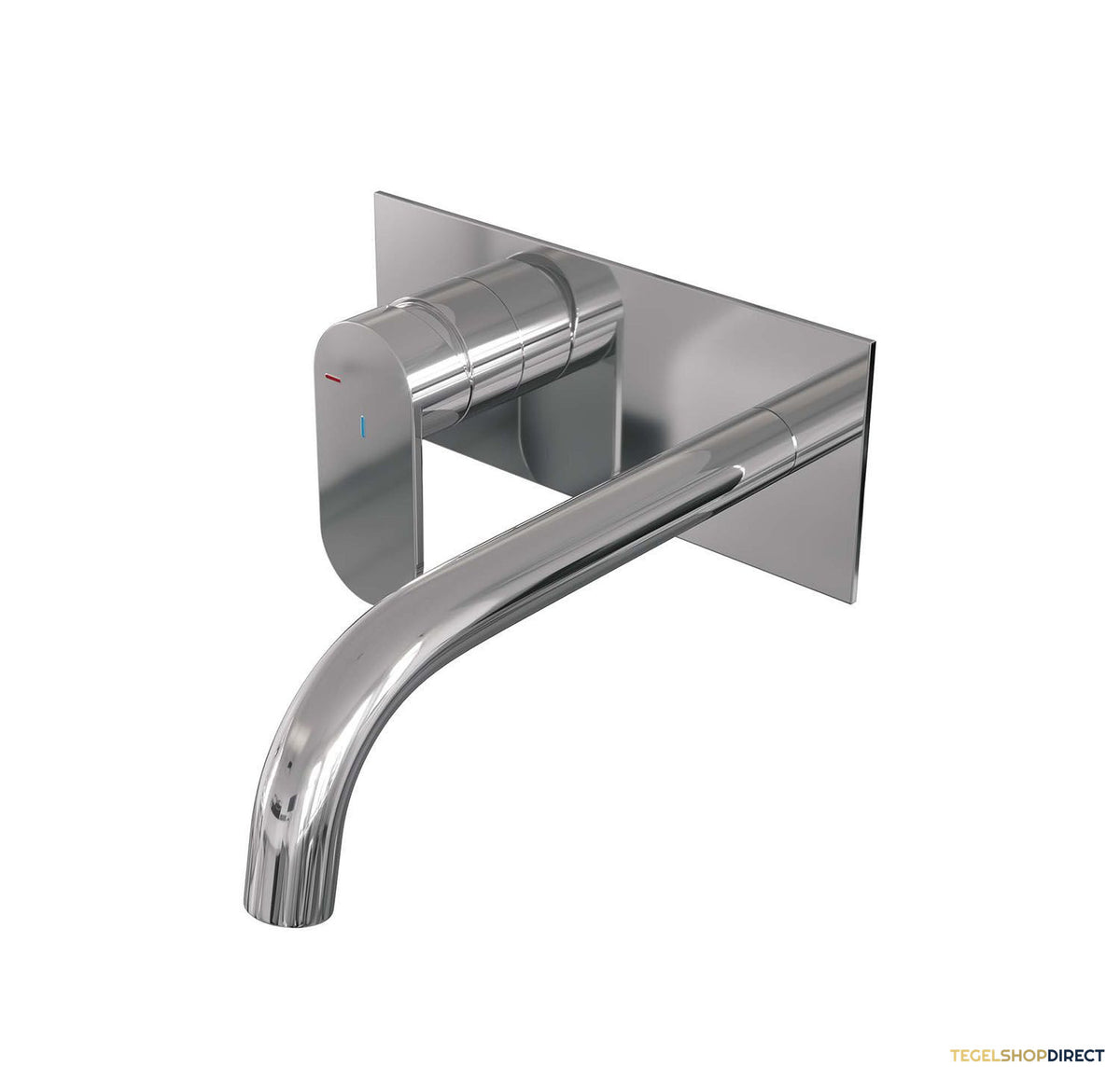Inbouw Wastafelmengkraan Brauer Chrome Edition Coldstart Gebogen Uitloop Platte Hendel Links Chroom Met Afdekplaat