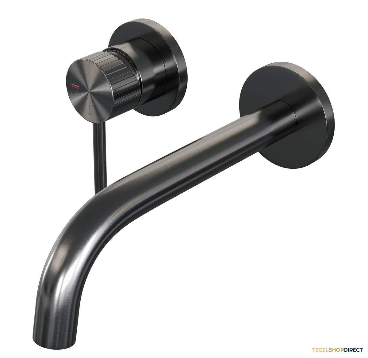 Brauer Stripe inbouw wastafelmengkraan met gebogen uitloop en rozetten model A2 gunmetal geborsteld PVD