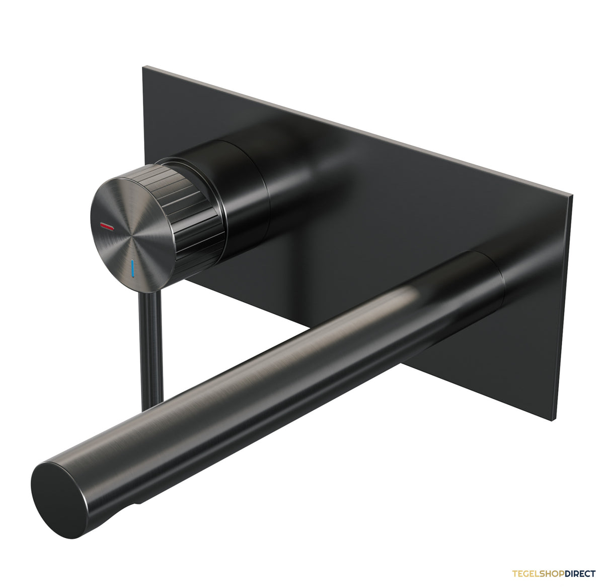 Brauer Stripe inbouw wastafelmengkraan met rechte uitloop en afdekplaat model A2 gunmetal geborsteld PVD