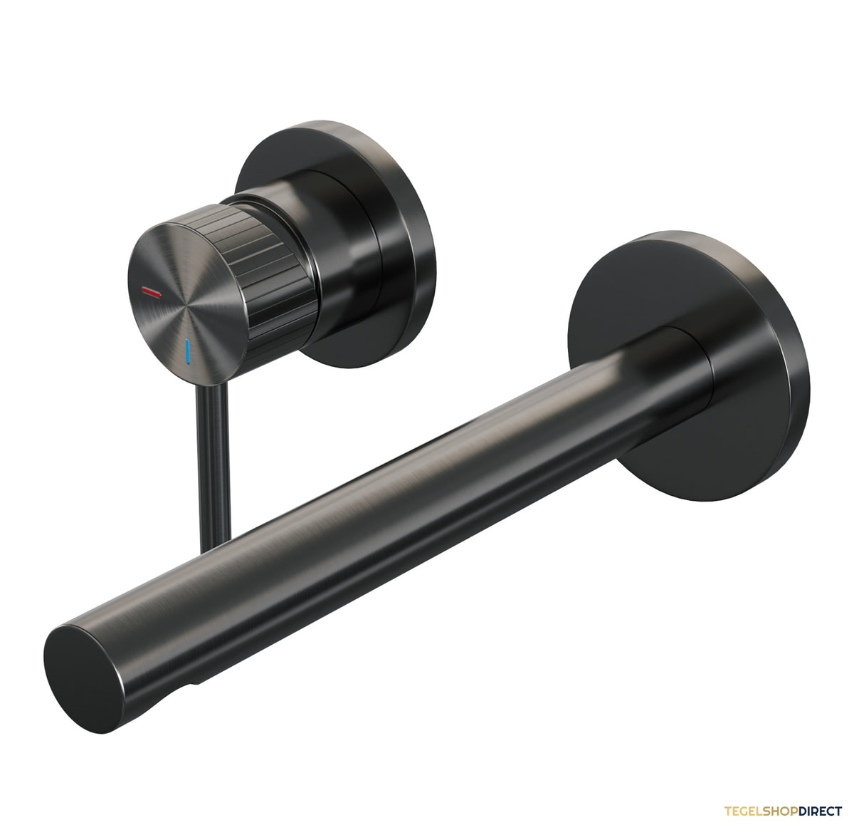 Brauer Stripe inbouw wastafelmengkraan met rechte uitloop en rozetten model A2 gunmetal geborsteld PVD