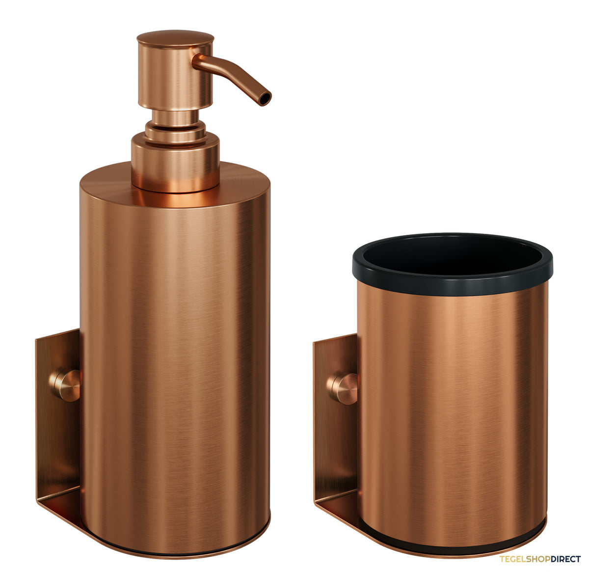 Zeepdispenser en Beker BRAUER Model A Incl. Wand Ophanging en Magnetisch opzetvlak Geborsteld Koper