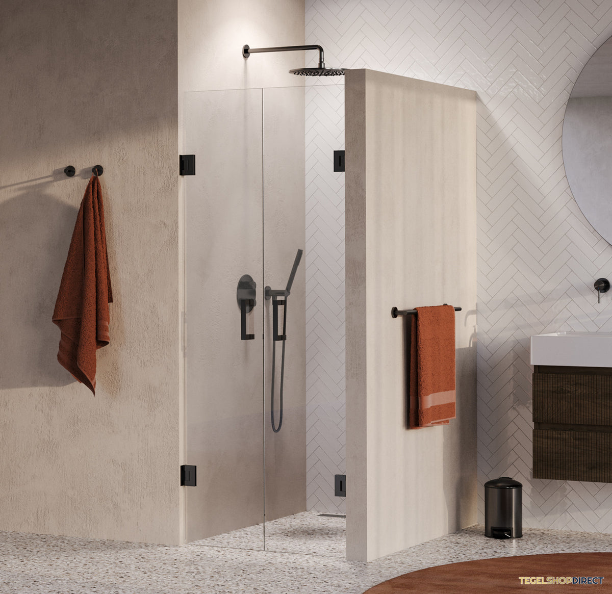 BRAUER Void pendeldeuren helder glas 70x200 incl. glascoating PVD gunmetal geborsteld