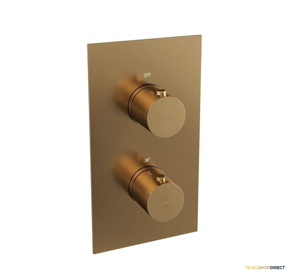 Regendoucheset Inbouw Brauer Gold Edition Thermostatisch 30cm met 3-Weg Omstelling, Wandarm en Staaf Handdouche Geborsteld Goud – afbeelding 5