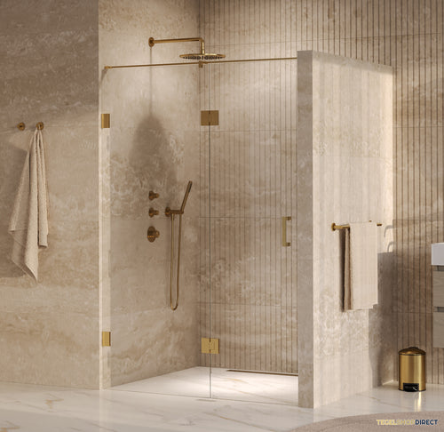 BRAUER Void nisdeur 2-delig helder glas 130x200 omkeerbaar met draaideur 60 aan glas incl. glascoating PVD goud