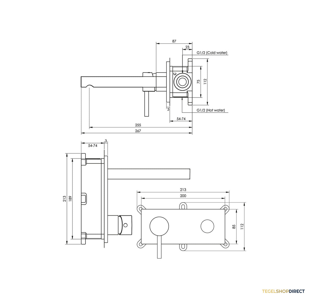 Inbouw Wastafelmengkraan Brauer Chrome Edition Coldstart Rechte Uitloop Ronde Hendel Links Chroom Met Afdekplaat – afbeelding 3