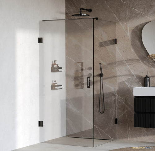 BRAUER Void douchecabine met draaideur helder glas 100x100x200 incl. glascoating mat zwart
