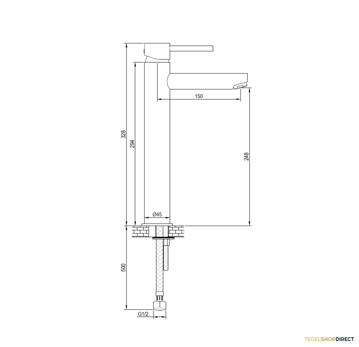 Wastafelmengkraan Brauer Chrome Edition Coldstart Opbouw Hoog Ronde Hendel Chroom – afbeelding 3