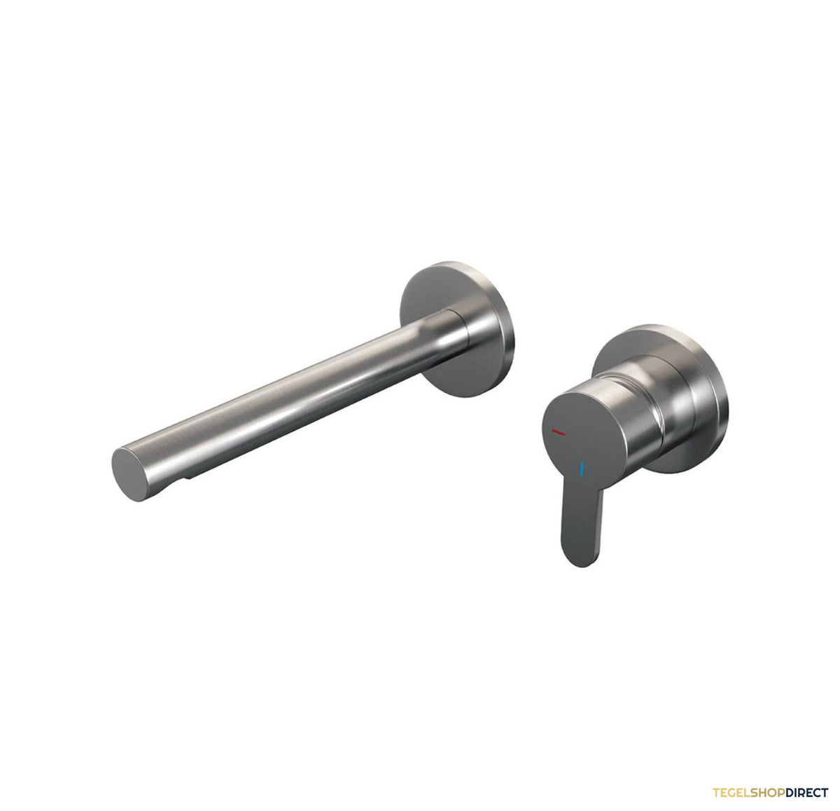 Inbouw Wastafelmengkraan Brauer Brushed Edition Coldstart Rechte Uitloop Korte Platte Hendel Rechts Geborsteld RVS PVD Met Rozetten