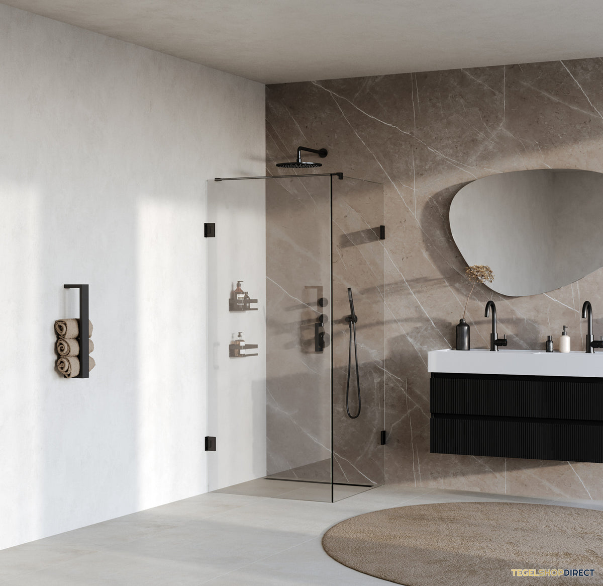 BRAUER Void douchecabine met draaideur helder glas 90x90x200 incl. glascoating mat zwart – afbeelding 2