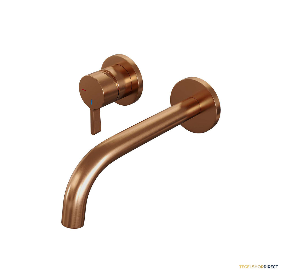 Inbouw Wastafelmengkraan Brauer Copper Edition Coldstart Gebogen Uitloop Halfronde Hendel Links Geborsteld Koper PVD Met Rozetten