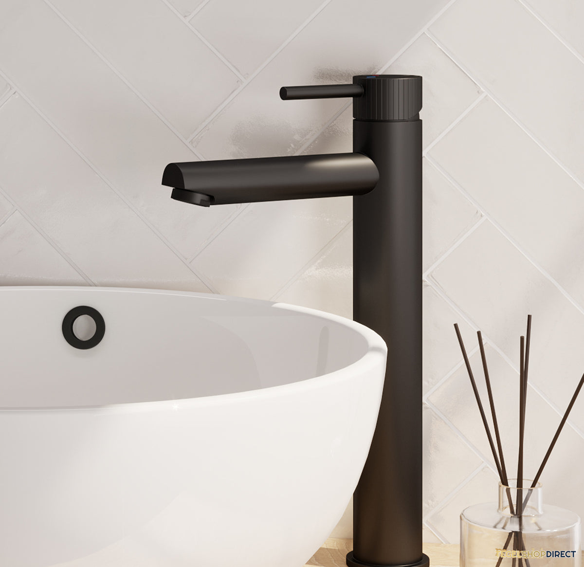 Brauer Stripe verhoogde opbouw wastafelmengkraan model A mat zwart – afbeelding 2