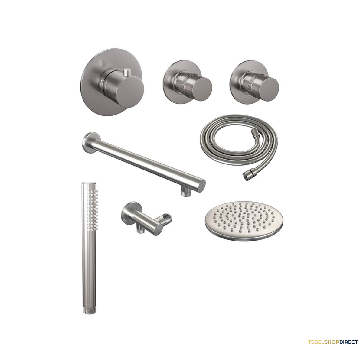 Thermostatisch Inbouwdoucheset Brauer Brushed 20cm Hoofddouche Wandarm Staafhanddouche Geborsteld RVS – afbeelding 2