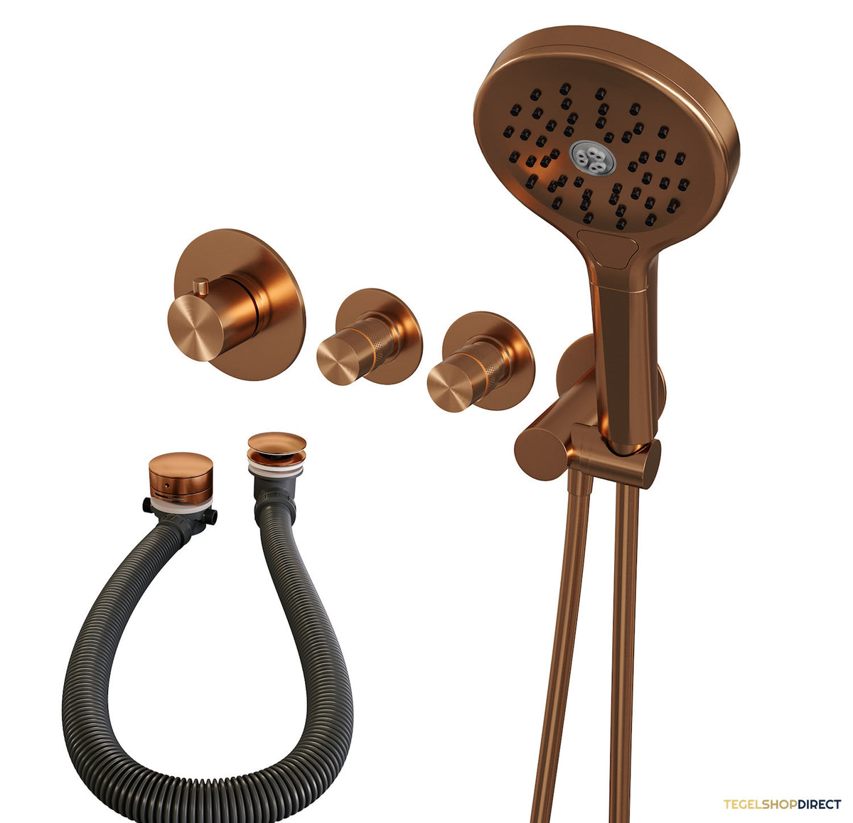 Inbouwthermostaat set Brauer Copper Edition Incl Badafvoer Geborsteld Koper (Keuze Handdouche) – afbeelding 4