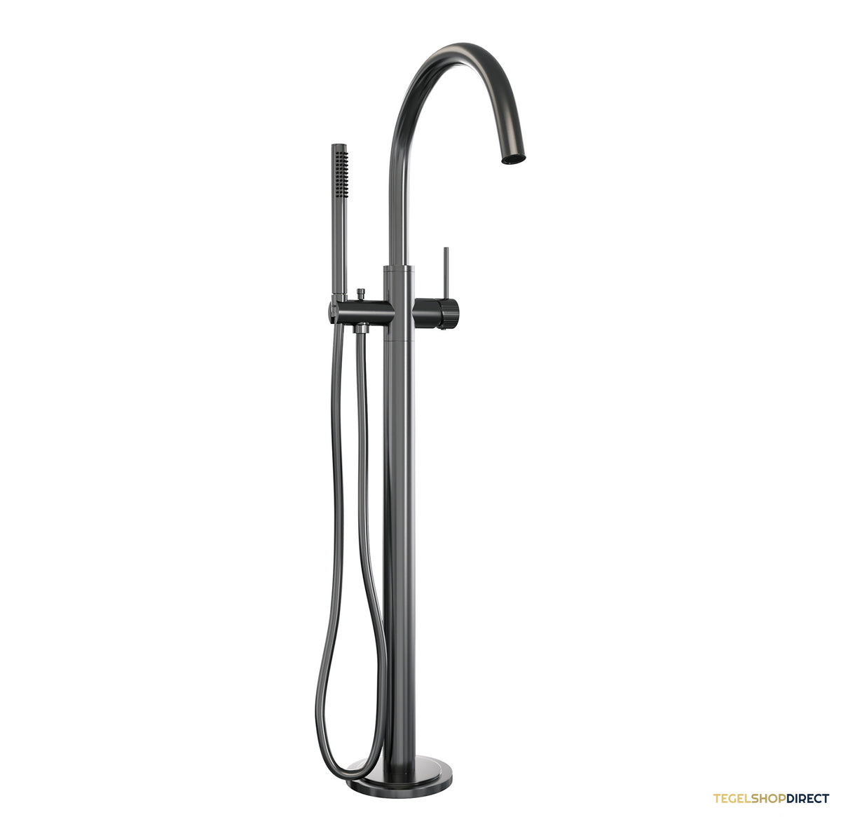Brauer Stripe vrijstaande badmengkraan SET 01 met staaf handdouche en doucheslang gunmetal geborsteld PVD – afbeelding 2
