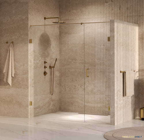 BRAUER Void nisdeur 2-delig helder glas 190x200 omkeerbaar met draaideur 70 aan muur incl. glascoating PVD goud