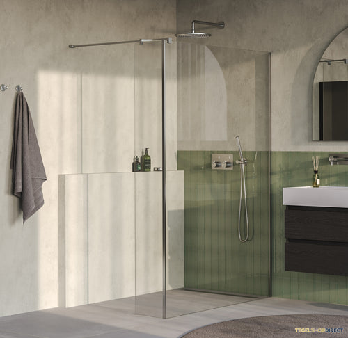 BRAUER Oblivion inloopdouche helder glas 130x200 met zijwand 30 incl. glascoating PVD RVS-kleurig geborsteld