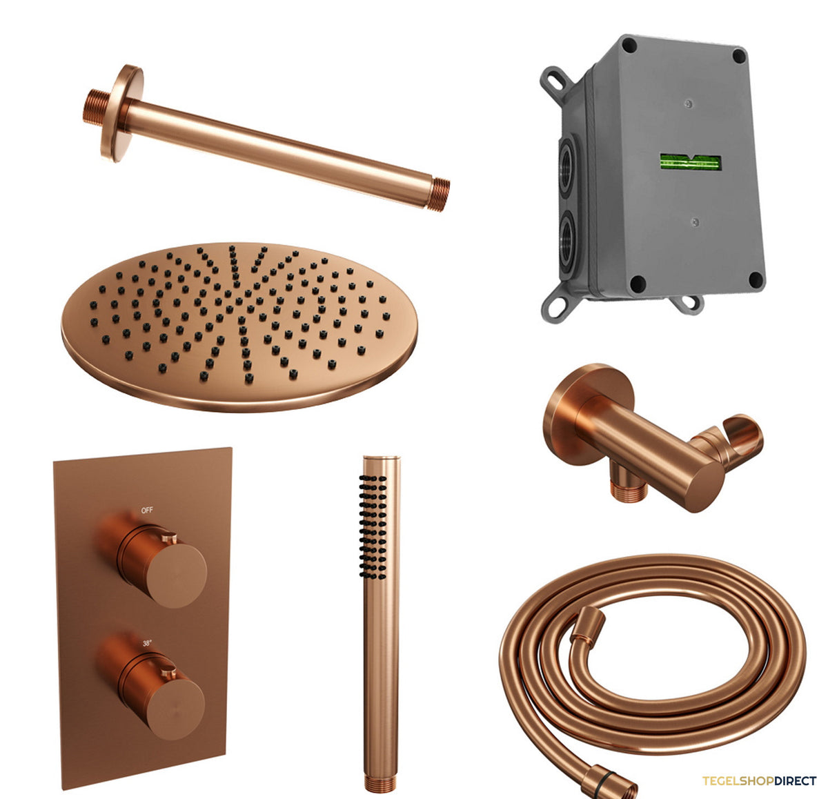 Inbouw Regendouche Set Brauer Copper Edition Plafond Uitloop Ronde Hoofddouche 30 cm Koper – afbeelding 2