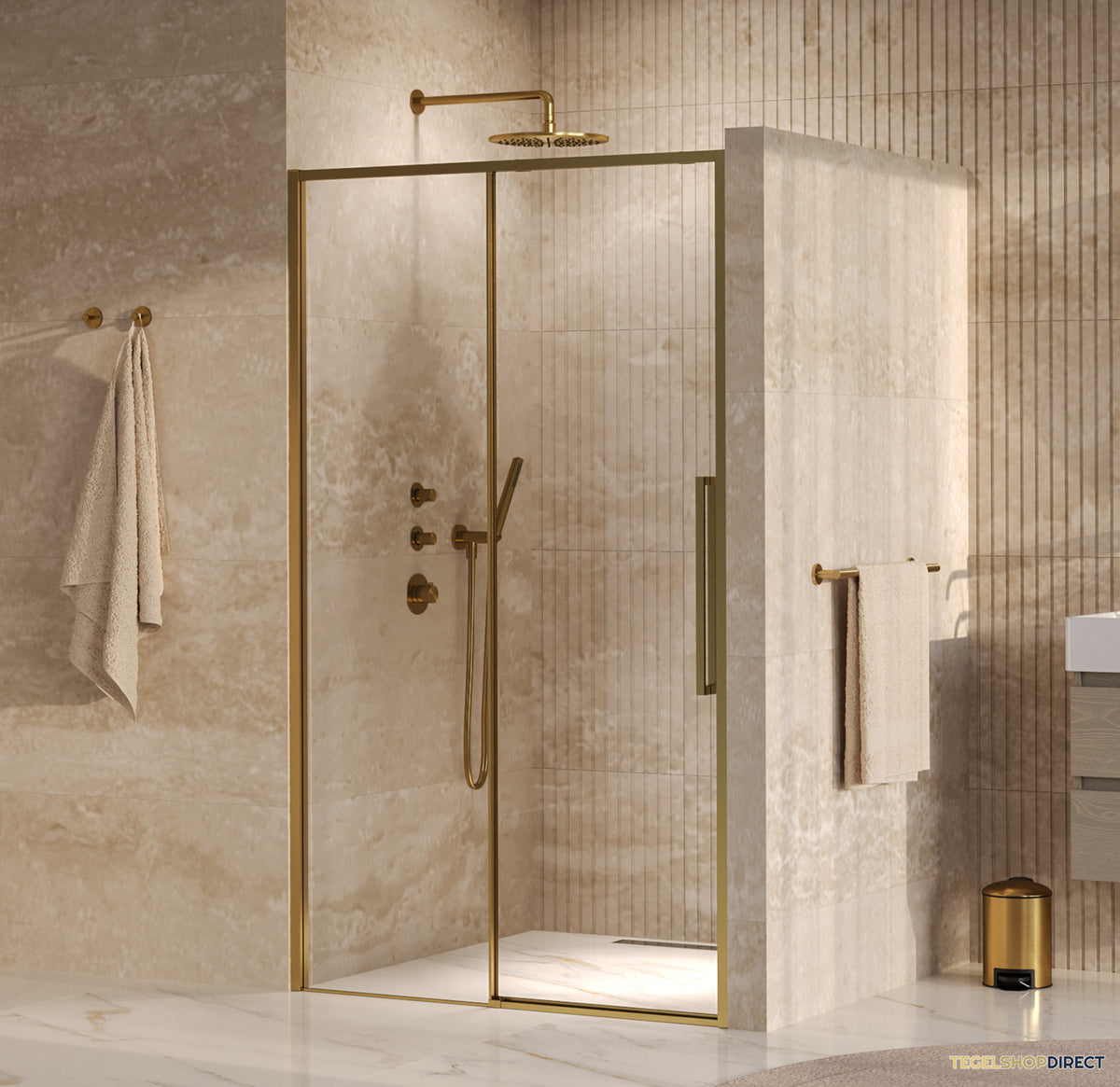 BRAUER Galactic Nisdeur 2-Delig Schuif 120x200 Omkeerbaar Helder Glas Incl. Glascoating PVD Goud Geborsteld
