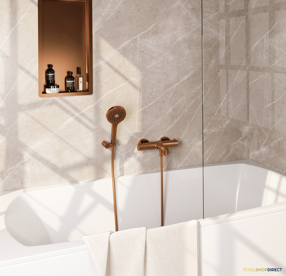 Opbouwset Bad- en Douchekraan Brauer Copper Edition Thermostatisch Geborsteld Koper (Alle Opties) – afbeelding 2