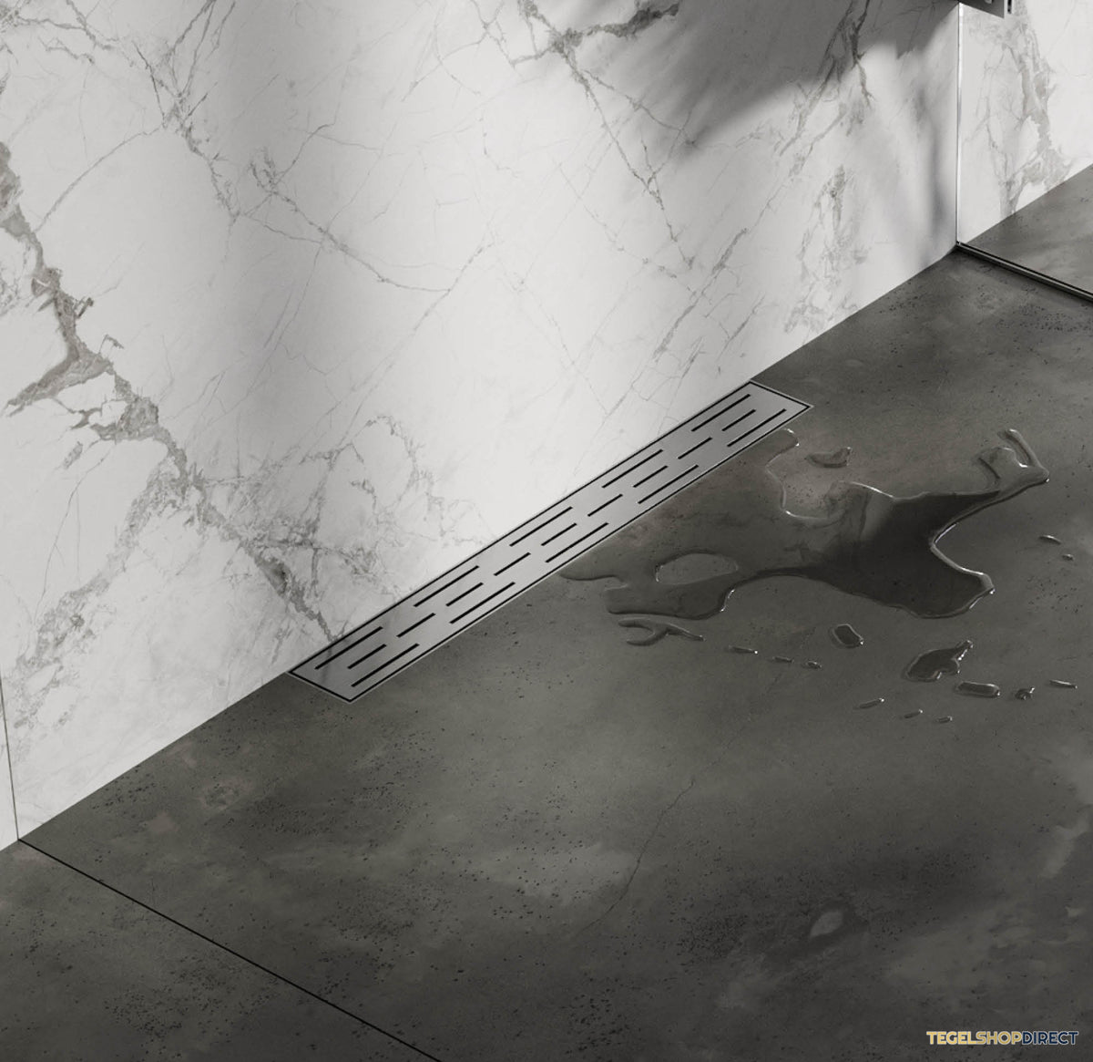 Douchegoot Brauer WallDrain RVS Geborsteld Muur Montage 60x7 cm Inclusief Sifon Kunststof Standaard Rooster