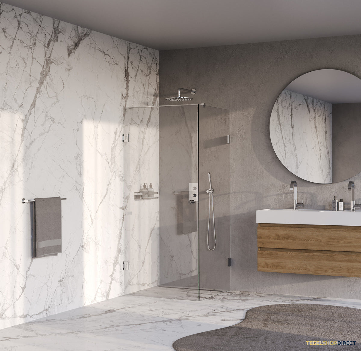BRAUER Void Carving douchecabine met draaideur helder glas 80x80x200 incl. glascoating chroom – afbeelding 2