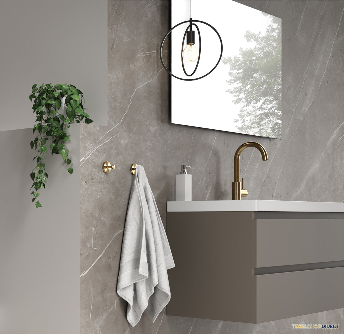 Handdoekhaak Brauer Gold Wandmontage met PVD coating Geborsteld Goud – afbeelding 2